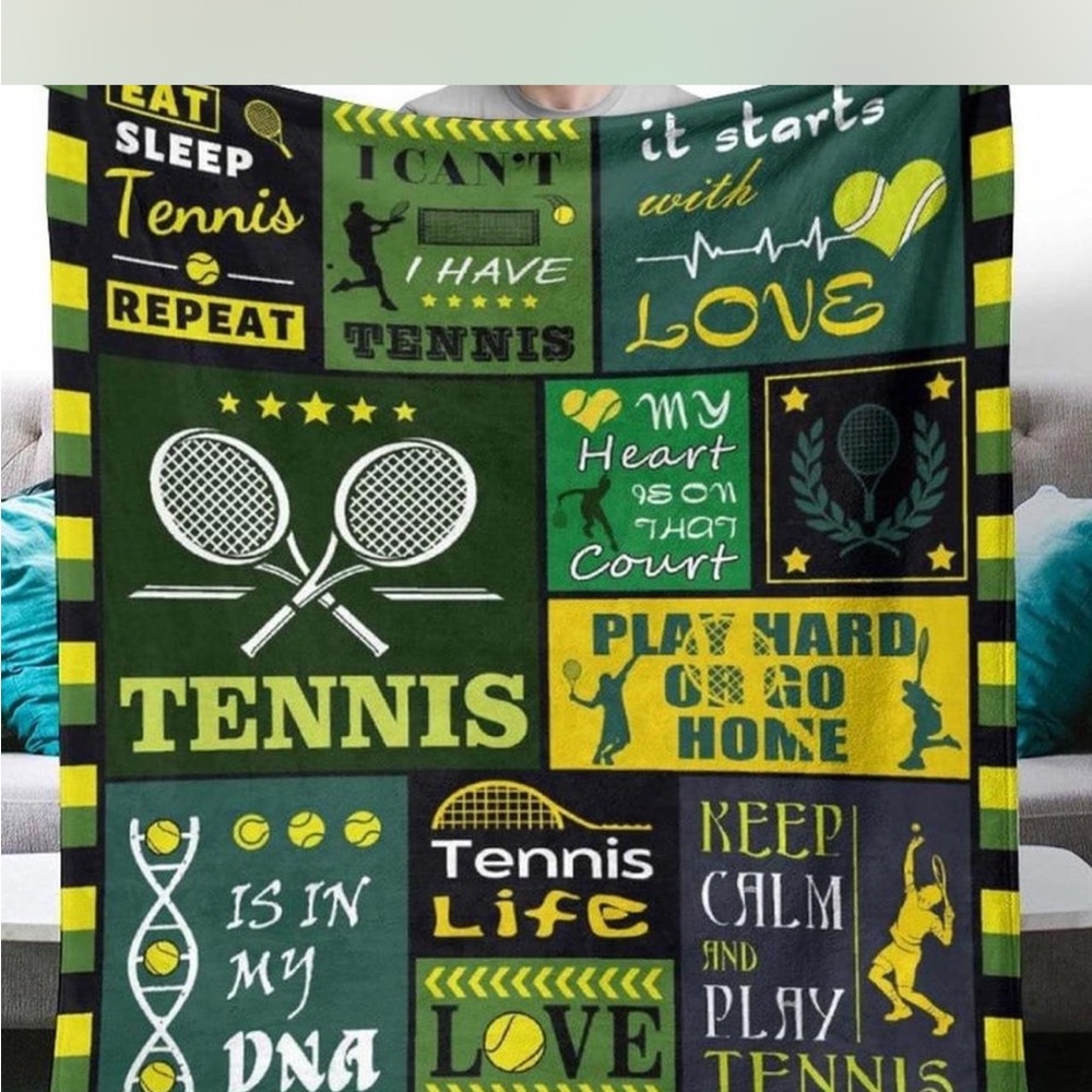 Tennis-Themed Fleece Blankey